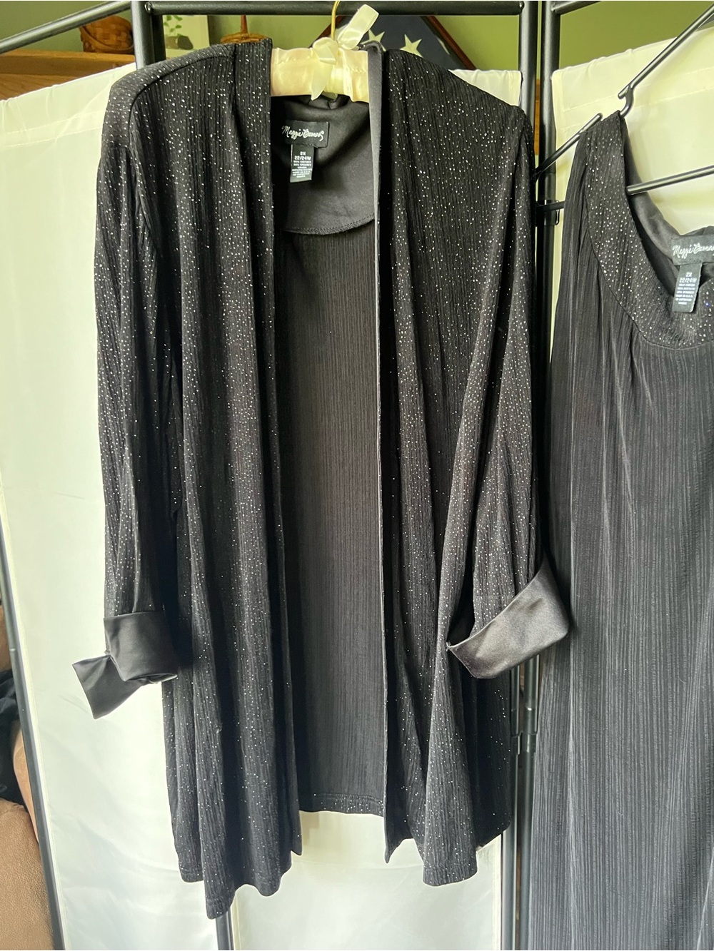 Maggie Barnes 2X Black Pleated Evening Dress and Jacket with Sparkle - Picture 6 of 12